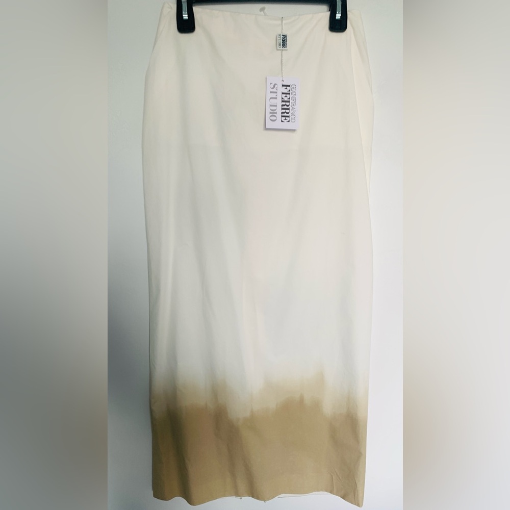 Vintage Gianfranco Ferre Cream and Tan Pencil Skirt